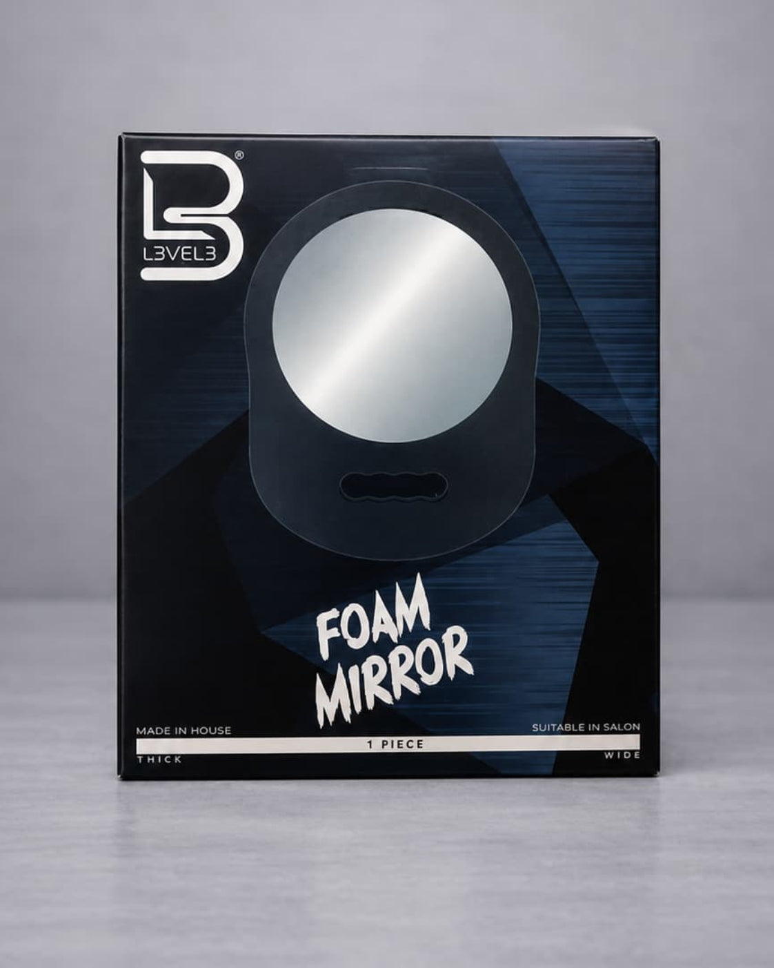 Box of a foam mirror with 'Level3' branding on a gray background